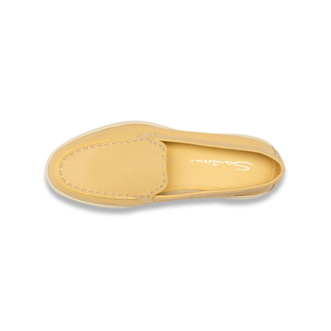 Women's yellow tumbled leather loafer - Santoni - 5
