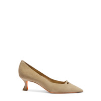 Women's beige suede mid-heel pump - Santoni - 1