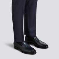 Men's blue leather penny loafer - Santoni - 2