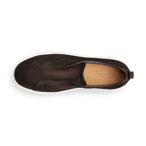 Men's dark brown suede slip-on sneaker - Santoni - 4