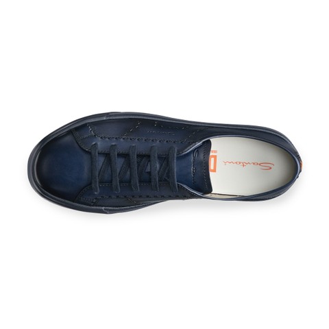 Men's blue leather Double Buckle Sneaker - Santoni - 4