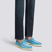 Men's light blue suede loafer - Santoni - 2