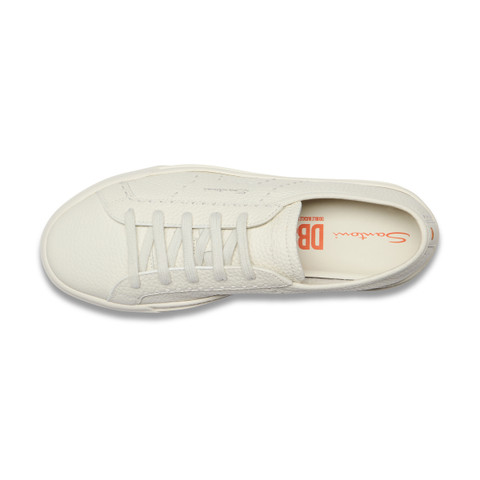 Men's white tumbled leather Double Buckle Sneaker - Santoni - 5