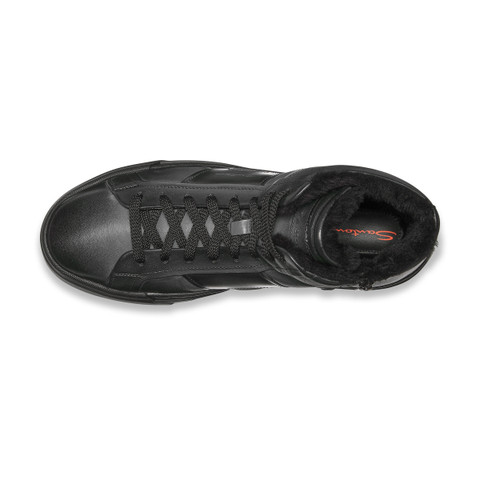 Men&rsquo;s grey leather Double Buckle Sneaker with fur - Santoni - 4