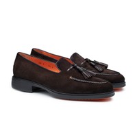 Mocassino Easy con nappe da uomo in suede testa di moro - Santoni - 2