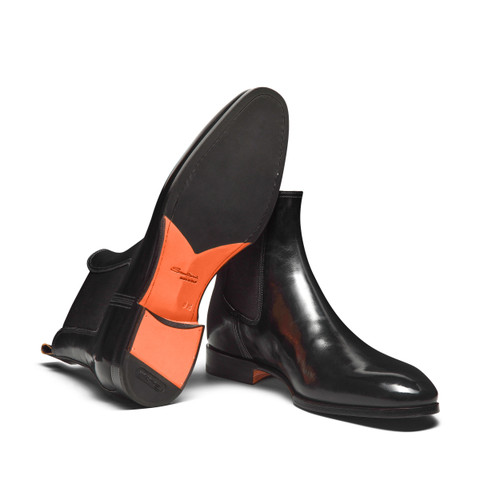 Men&rsquo;s black leather Chelsea boot - Santoni - 4