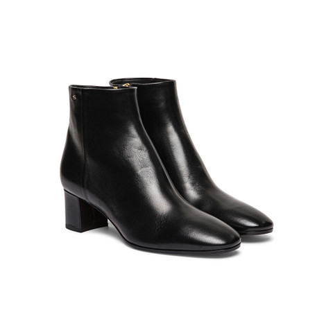 Women's black leather mid-heel ankle boot - Santoni - 5