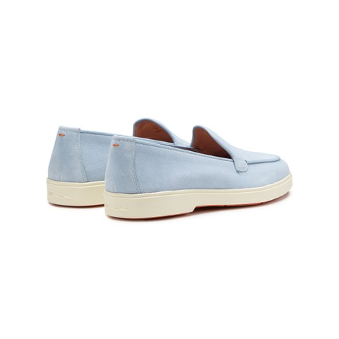 Women's light blue suede loafer - Santoni - 4