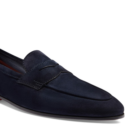 Men's blue suede Carlo loafer - Santoni - 6
