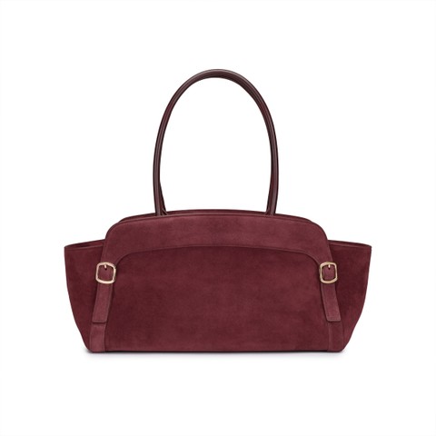 Borsa a spalla in suede bordeaux - Santoni - 5