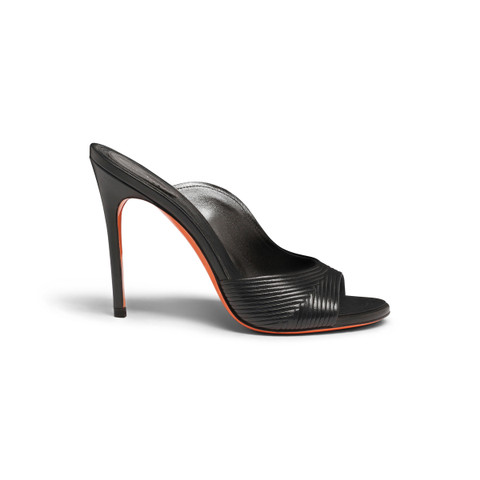 Schwarze Sandalen für Damen aus Leder mit hohem Absatz - Santoni - 1