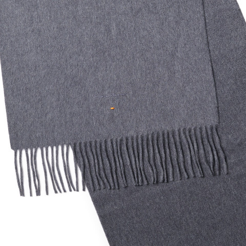 Grey cashmere scarf - Santoni - 2