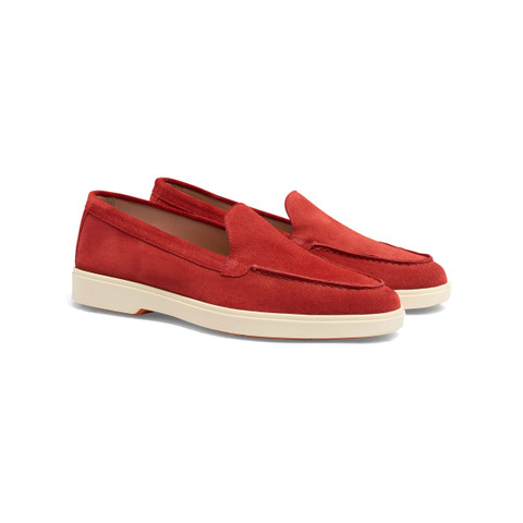 Mocassino da donna in suede rosso - Santoni - 3