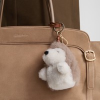 Beige fur and brown leather Hedgehog charm - Santoni - 2