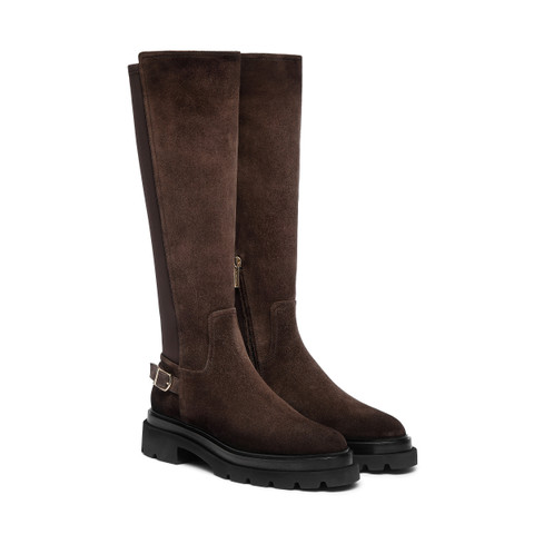 Dunkelbraune Stiefel für Damen aus Wildleder - Santoni - 3