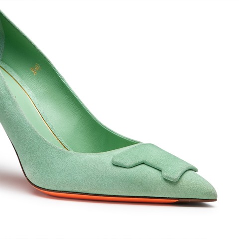 Women's green suede high-heel Santoni Sibille pump - Santoni - 5