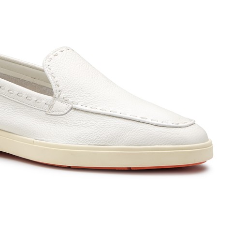Women's white leather loafer - Santoni - 5
