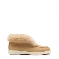 Women's beige suede desert boot with fur - Santoni - 1