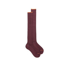 Burgundy Filo di Scozia mercerised cotton high socks - Santoni - 1