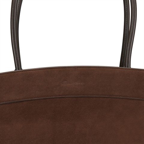 Borsa a spalla in suede testa di moro - Santoni - 6
