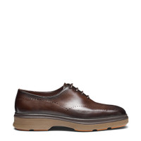Men's dark brown leather Easy Nova brogue Oxford shoe - Santoni - 1