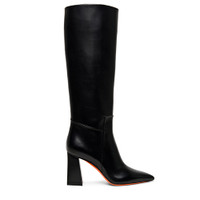 Women&rsquo;s polished black leather high-heel boot - Santoni - 1