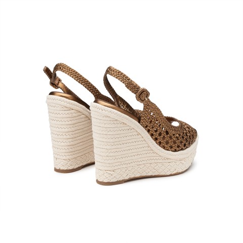 Women's gold leather wedge - Santoni - 3
