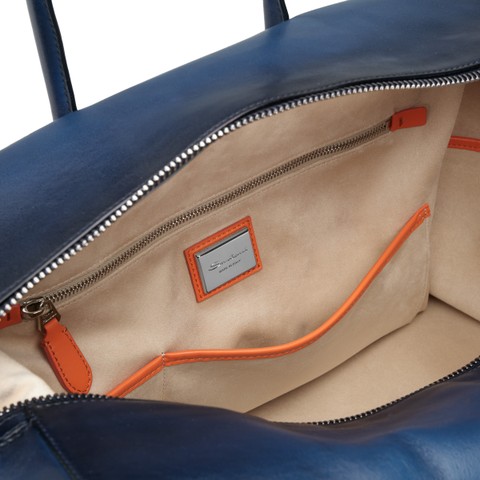 Blue leather weekend bag - Santoni - 3