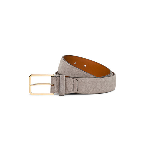 Men&rsquo;s beige suede adjustable belt - Santoni - 1
