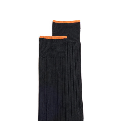 Black Filo di Scozia mercerised cotton crew socks - Santoni - 3