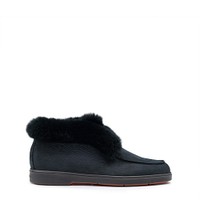 Women's black suede desert boot with fur - Santoni - 1