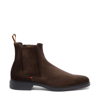 Men's dark brown suede Chelsea boot - Santoni - 1