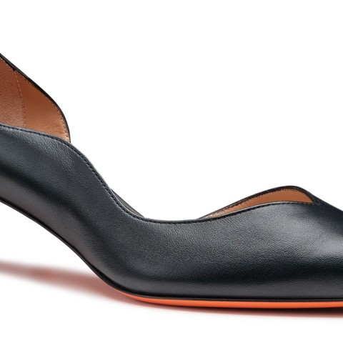 Women's black leather mid-heel pump - Santoni - 5