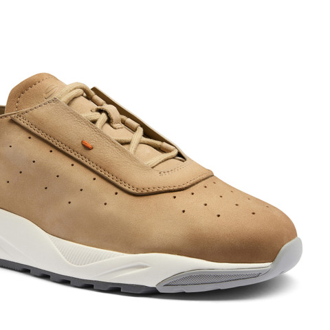 Men's light brown nubuck and leather sneaker - Santoni - 6