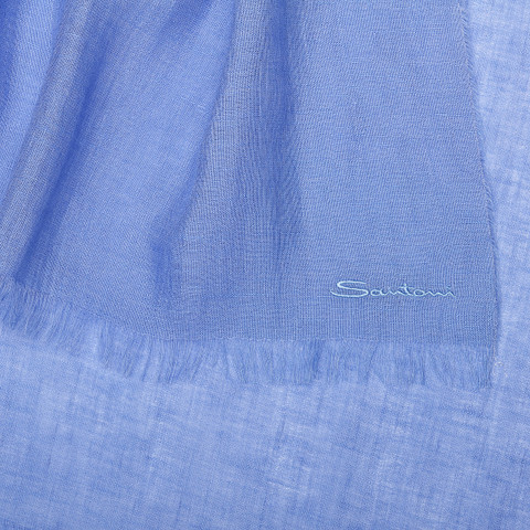 Light blue linen, cashmere and silk scarf - Santoni - 4