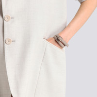 Beige tumbled leather bracelet - Santoni - 2