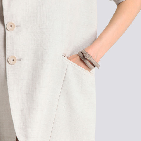 Bracelet en cuir foulonné beige - Santoni - 2