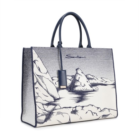 Blue fabric shopper - Santoni - 2