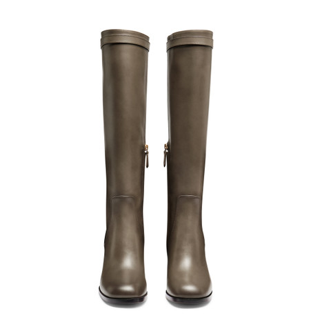 Graue Stiefel für Damen aus Leder mit hohem Absatz - Santoni - 4