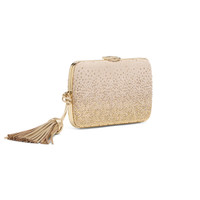 Beigefarbene Clutch aus Wildleder mit Strass - Santoni - 2