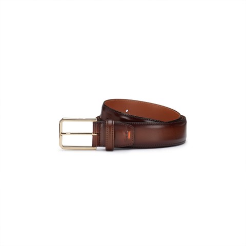 Brown leather adjustable belt - Santoni - 1