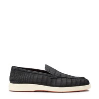 Mocassin en nubuck d&rsquo;alligator noir pour homme - Santoni - 1