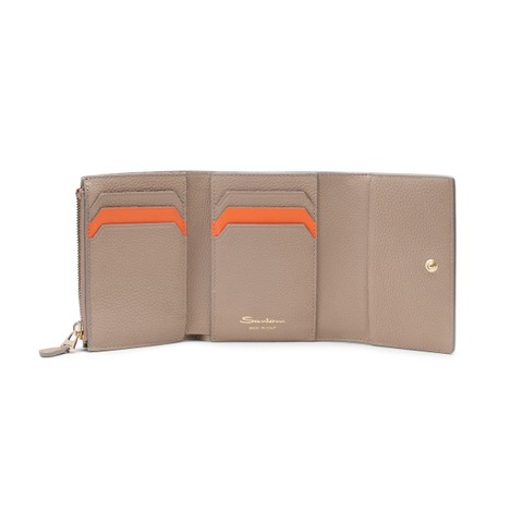 Dove grey tumbled leather wallet - Santoni - 3