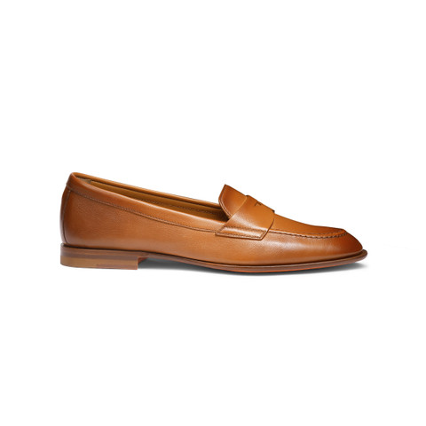 Women’s brown leather penny loafer - Santoni - 1