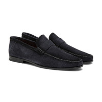 Men's blue suede penny loafer - Santoni - 2