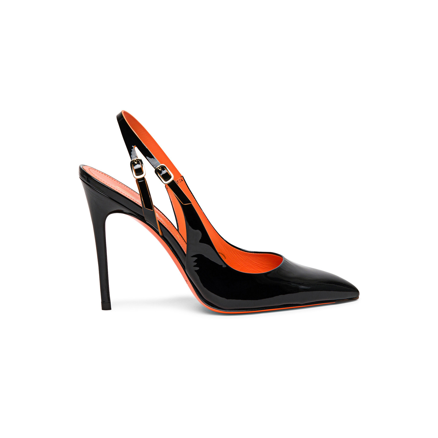 Santoni Slingback tacco alto da donna in vernice nera