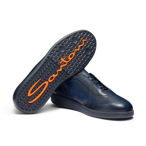Blaue Sneakers für Herren aus Leder - Santoni - 4