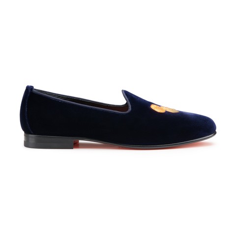 Men's blue velvet loafer - Santoni - 1