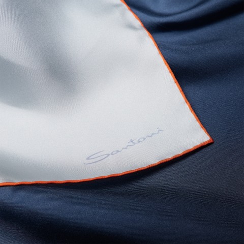 Blue cashmere and silk scarf - Santoni - 4