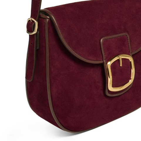 Burgundy suede crossbody bag - Santoni - 5